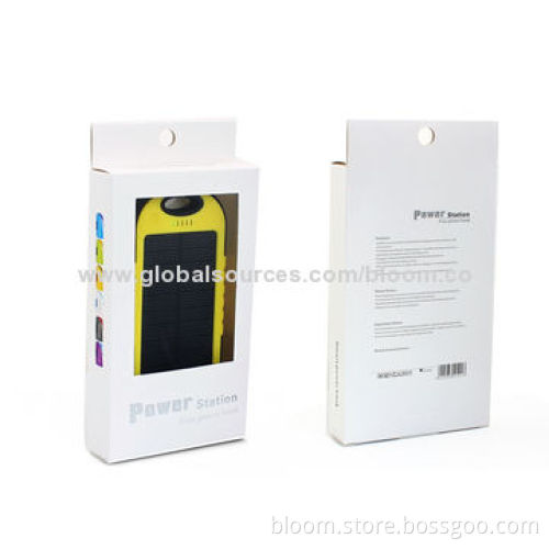 5,000mAh Waterproof Portable Power Stations for iPhone with Solar Panel/50-piece MOQ, 5V DC/1A Input